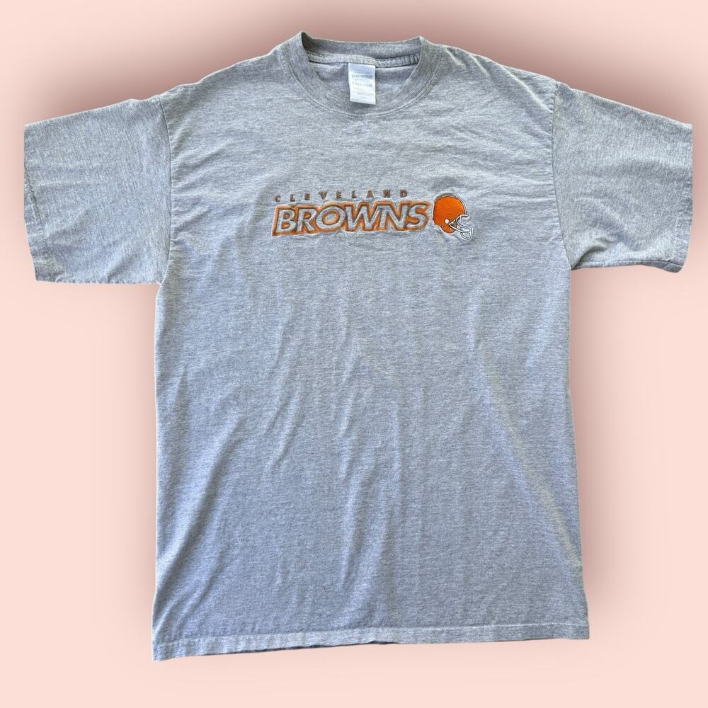 Vintage 90s Gray Cleveland Browns Embroidered NFL Football Tshirt Size Men Large